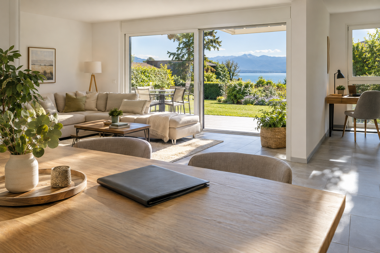 Illustration d’un logement lumineux et préparé pour une visite immobilière dans le Bas-Chablais.